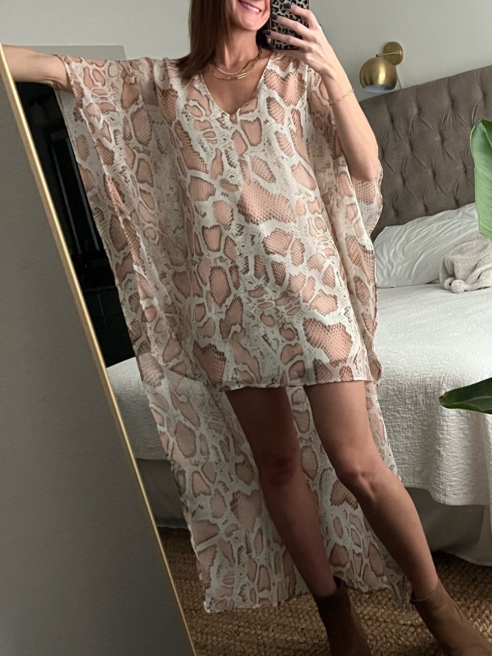 Flowy, high-low, snake print dress